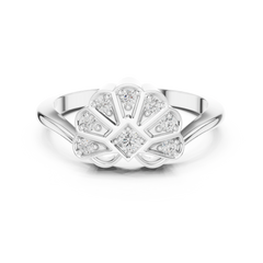 Diamond Art Deco Scallop Ring