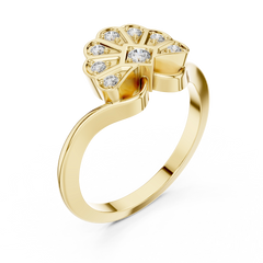 Diamond Art Deco Scallop Ring