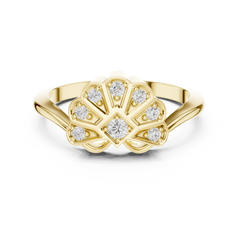 Diamond Art Deco Scallop Ring
