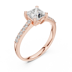 Princess Cut Accented Shank Ring