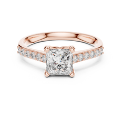 Princess Cut Accented Shank Ring