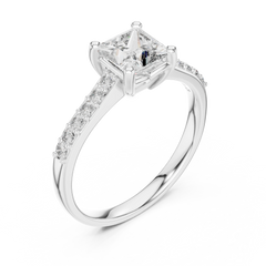 Princess Cut Accented Shank Ring