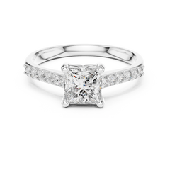 Princess Cut Accented Shank Ring