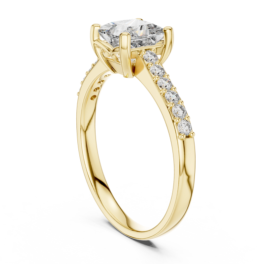 Princess Cut Accented Shank Ring