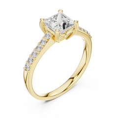Princess Cut Accented Shank Ring