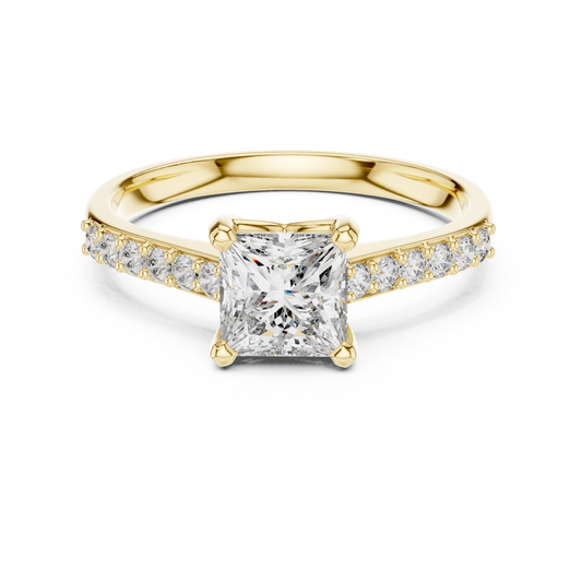 Princess Cut Accented Shank Ring
