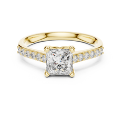 Princess Cut Accented Shank Ring