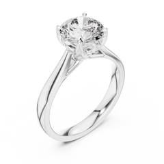 Round Lotus Solitaire Ring