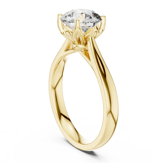 Round Lotus Solitaire Ring