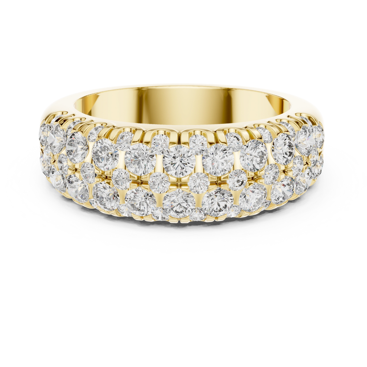 Regal Round Triple Row Diamond Ring