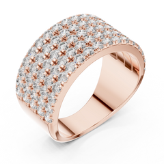 Imperial Round 5-Row Pave Diamond Ring