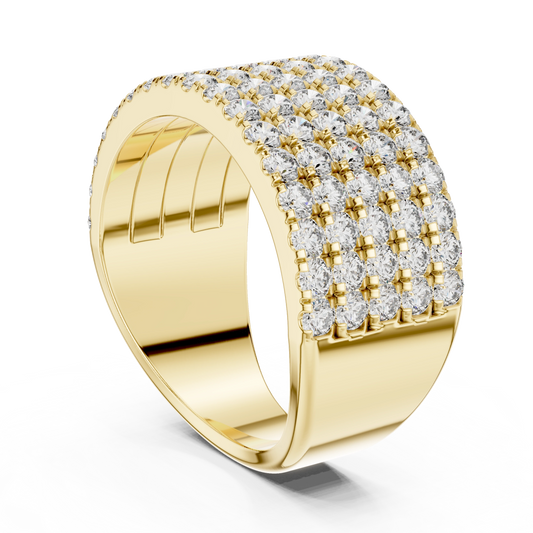Imperial Round 5-Row Pave Diamond Ring