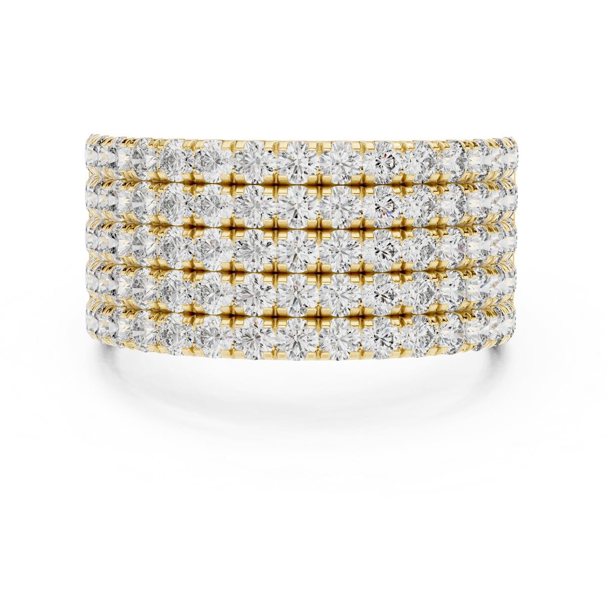 Imperial Round 5-Row Pave Diamond Ring