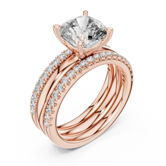 Harmonious Cushion Pave Bridal Set
