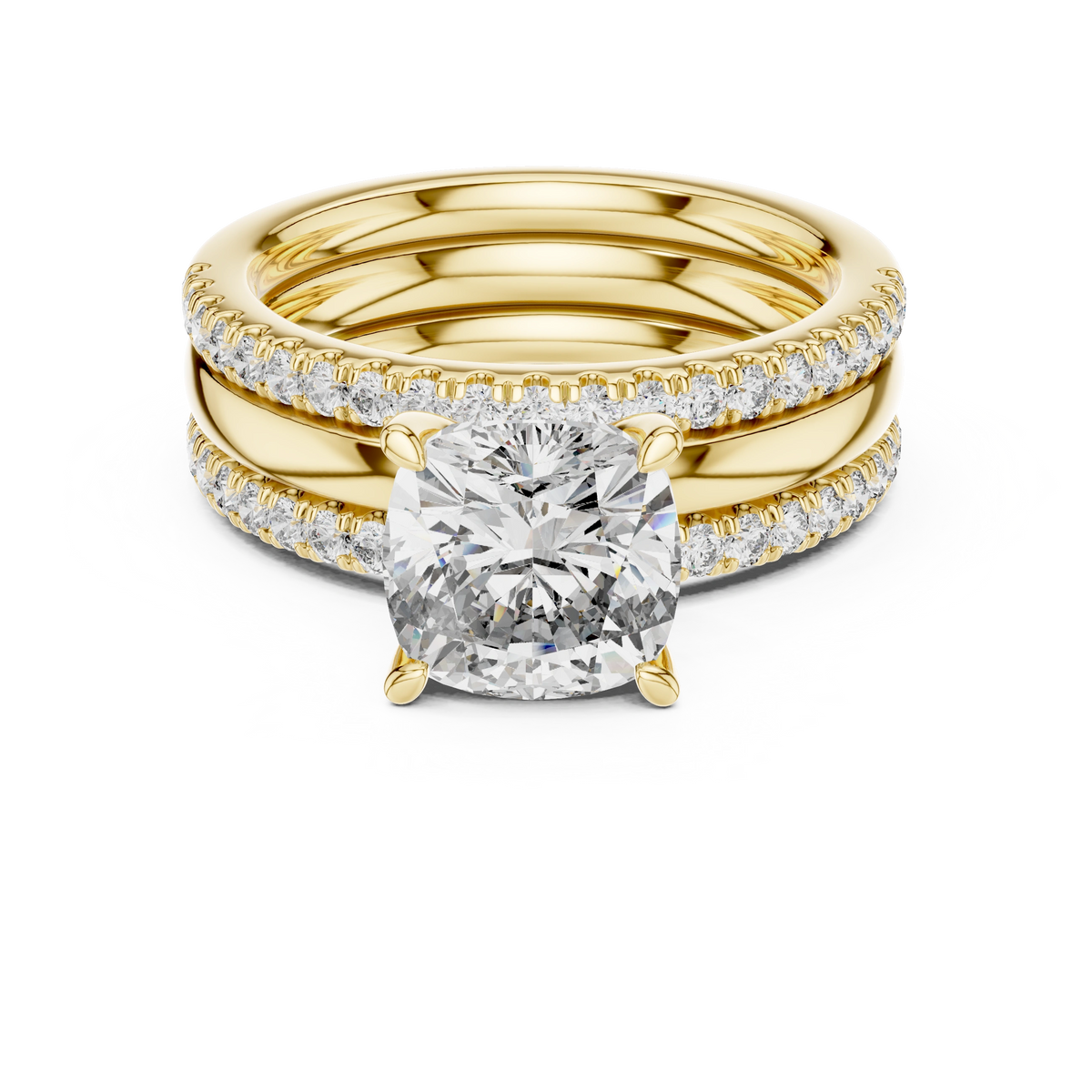 Harmonious Cushion Pave Bridal Set