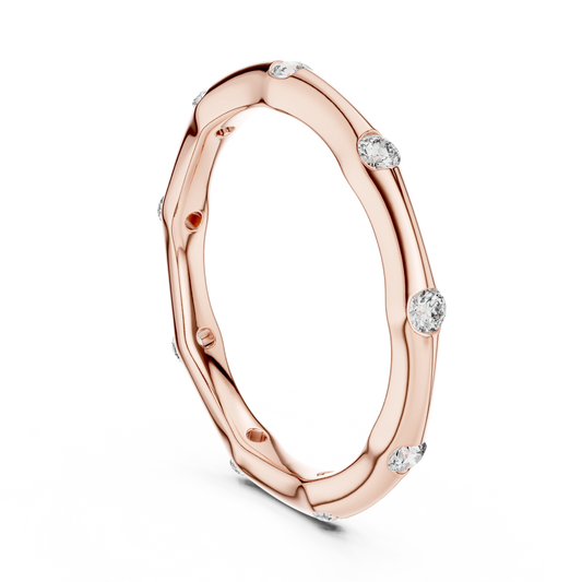 Sculpted Round Bamboo Station Diamond Band