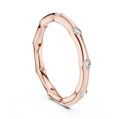 Sculpted Round Bamboo Station Diamond Band