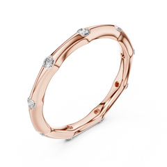 Sculpted Round Bamboo Station Diamond Band