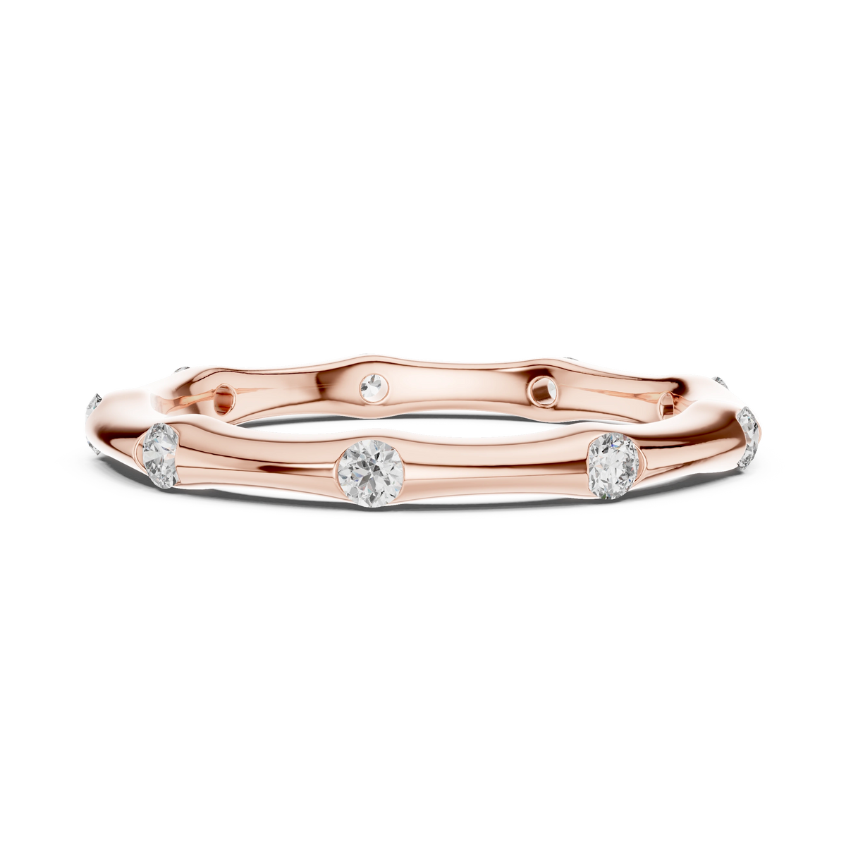Sculpted Round Bamboo Station Diamond Band