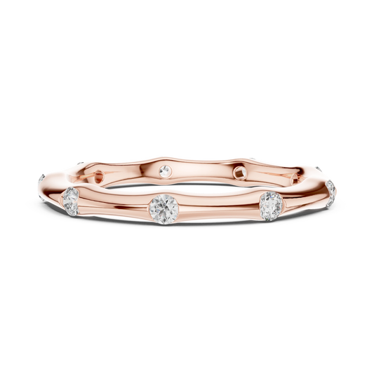 Sculpted Round Bamboo Station Diamond Band