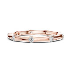Sculpted Round Bamboo Station Diamond Band