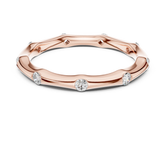 Sculpted Round Bamboo Station Diamond Band