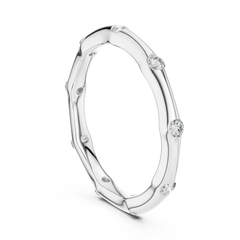 Sculpted Round Bamboo Station Diamond Band