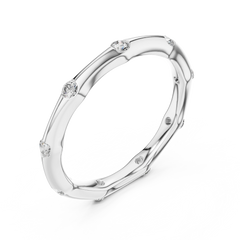 Sculpted Round Bamboo Station Diamond Band