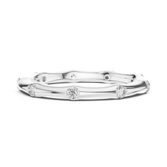 Sculpted Round Bamboo Station Diamond Band