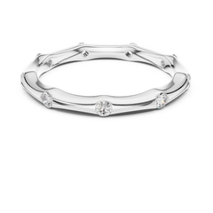 Sculpted Round Bamboo Station Diamond Band