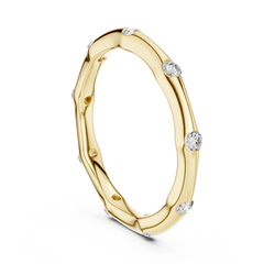 Sculpted Round Bamboo Station Diamond Band