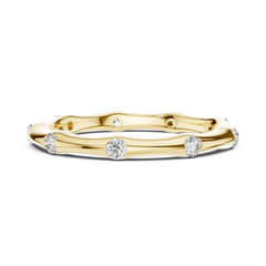 Sculpted Round Bamboo Station Diamond Band