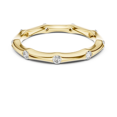 Sculpted Round Bamboo Station Diamond Band