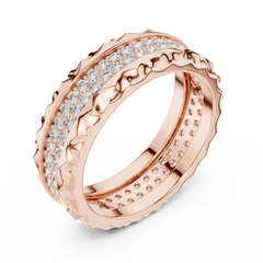 Aurevia Sculpted Crown Edge Wide Pave Band