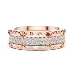Aurevia Sculpted Crown Edge Wide Pave Band