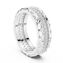 Aurevia Sculpted Crown Edge Wide Pave Band