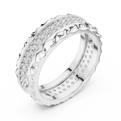 Aurevia Sculpted Crown Edge Wide Pave Band