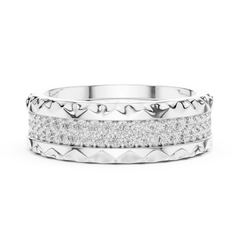 Aurevia Sculpted Crown Edge Wide Pave Band