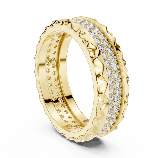 Aurevia Sculpted Crown Edge Wide Pave Band