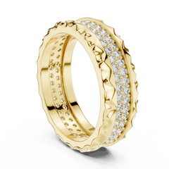 Aurevia Sculpted Crown Edge Wide Pave Band