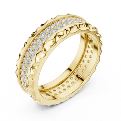 Aurevia Sculpted Crown Edge Wide Pave Band