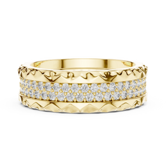 Aurevia Sculpted Crown Edge Wide Pave Band