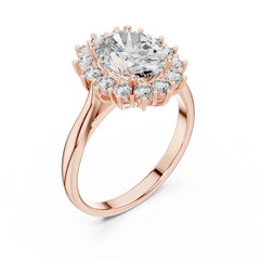 Radiant Oval Sunburst Halo Ring