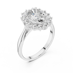 Radiant Oval Sunburst Halo Ring
