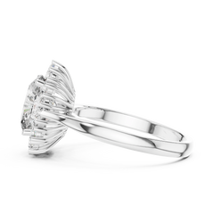 Radiant Oval Sunburst Halo Ring