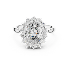 Radiant Oval Sunburst Halo Ring