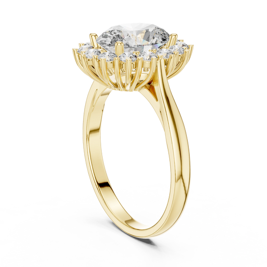 Radiant Oval Sunburst Halo Ring