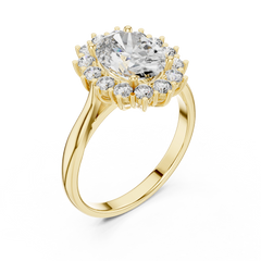 Radiant Oval Sunburst Halo Ring