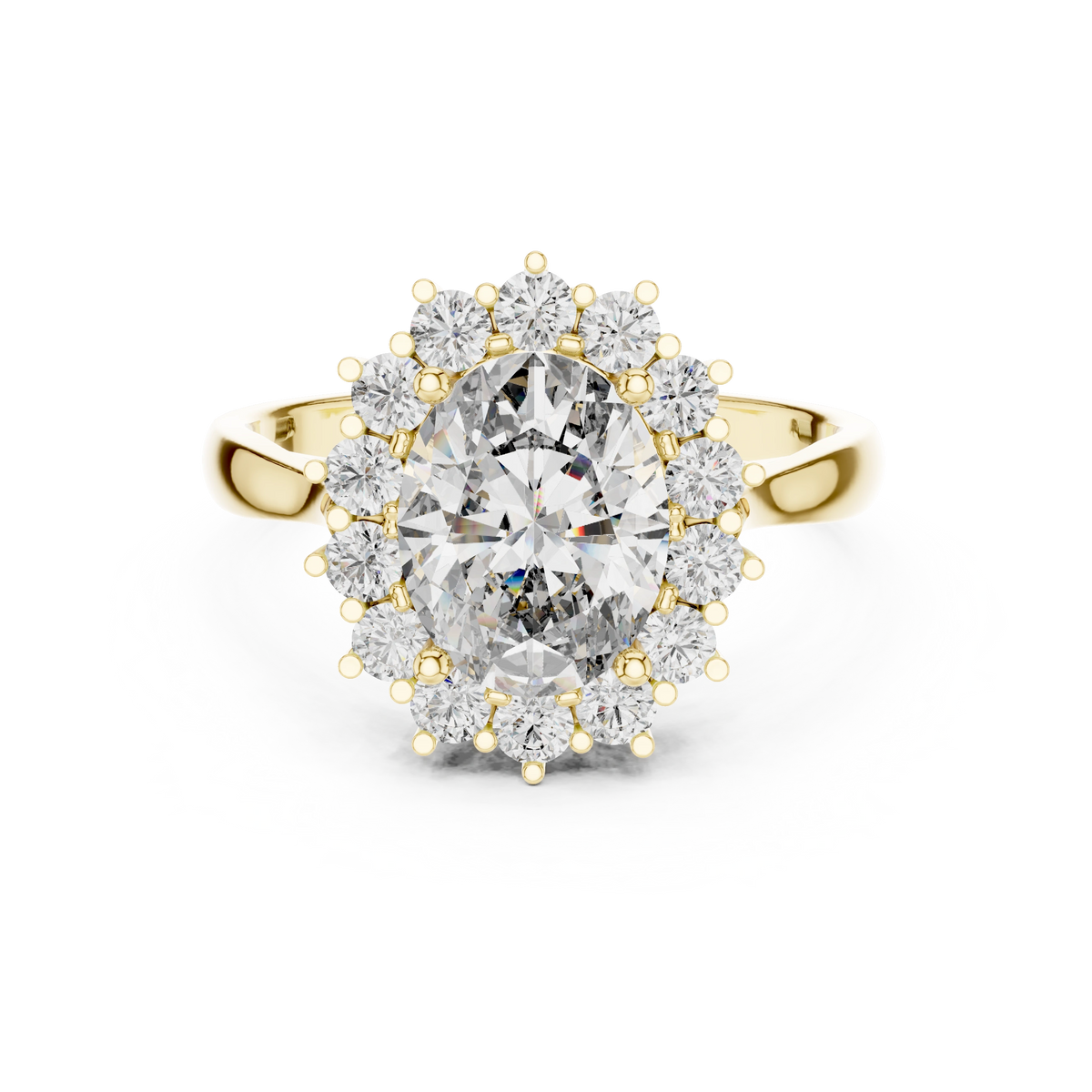 Radiant Oval Sunburst Halo Ring