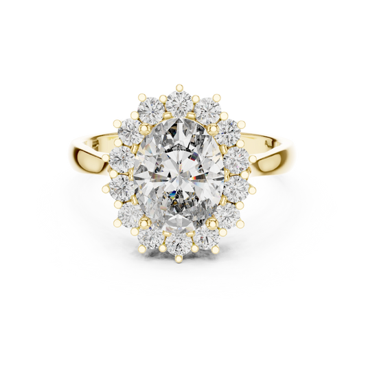 Radiant Oval Sunburst Halo Ring